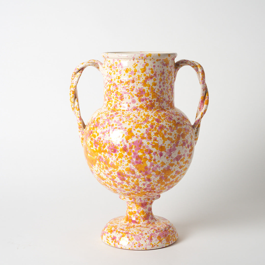 Large Splatterware Vase with twisted handles - 5 Colourways