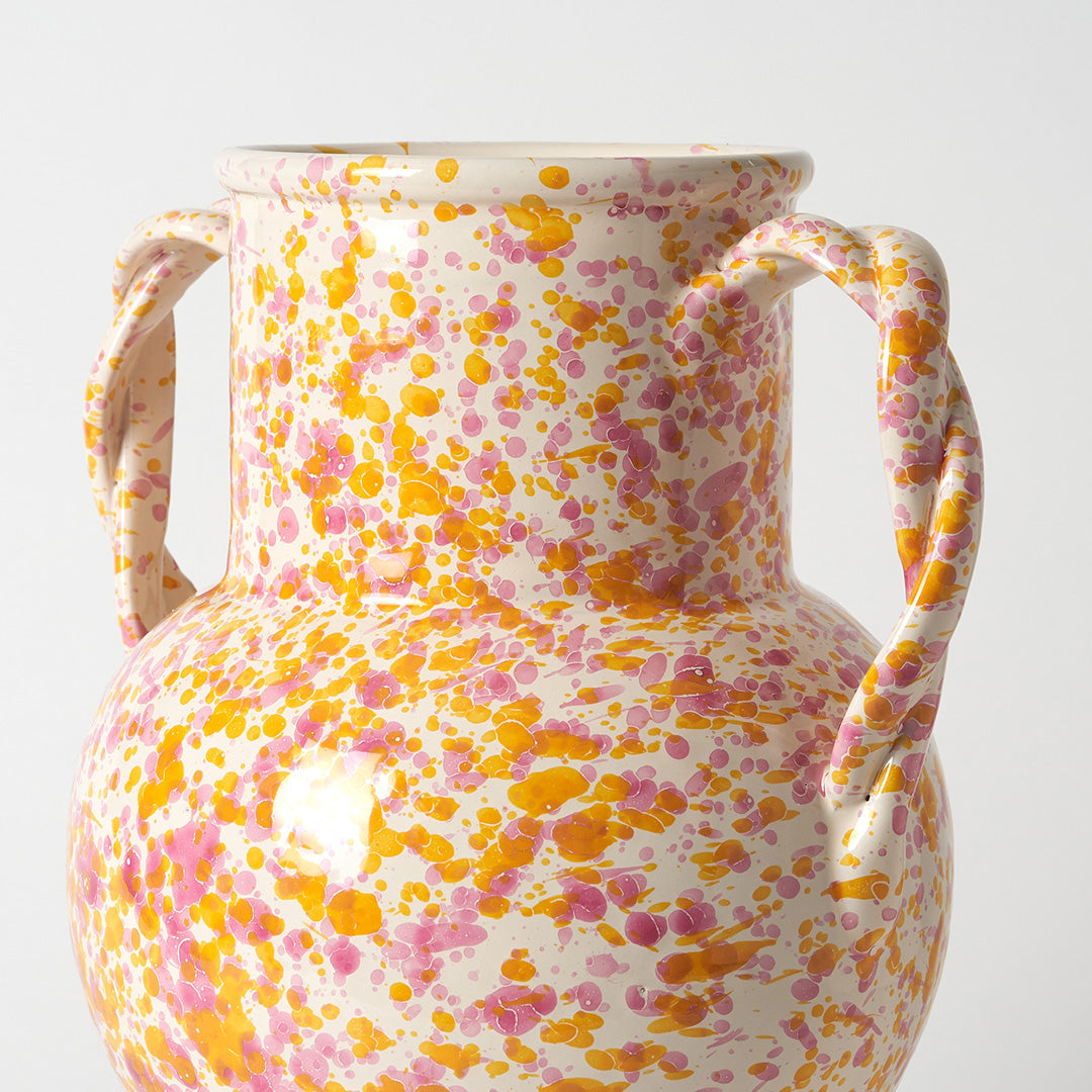 Large Splatterware Vase with twisted handles - 5 Colourways