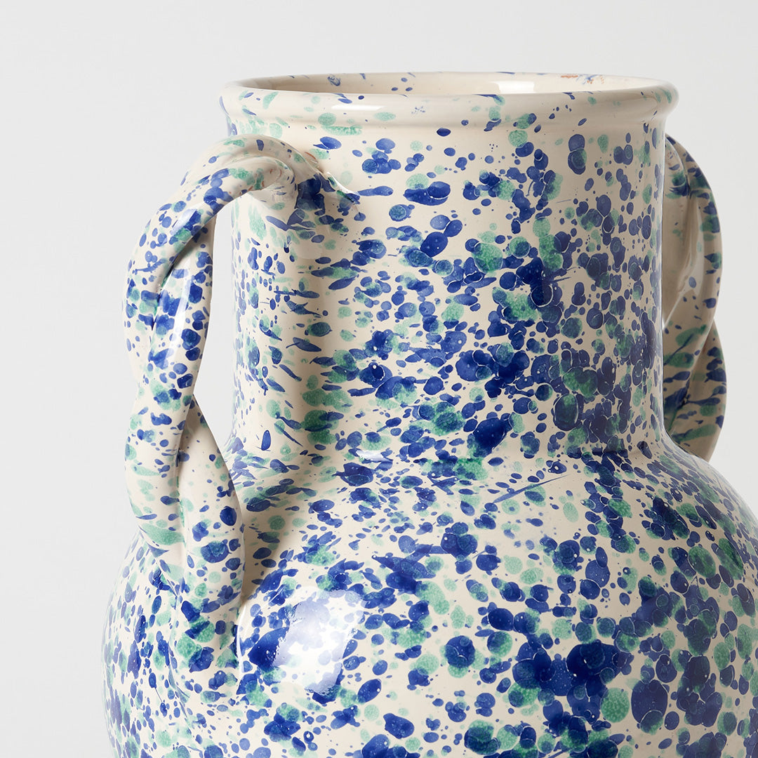 Large Splatterware Vase with twisted handles - 5 Colourways