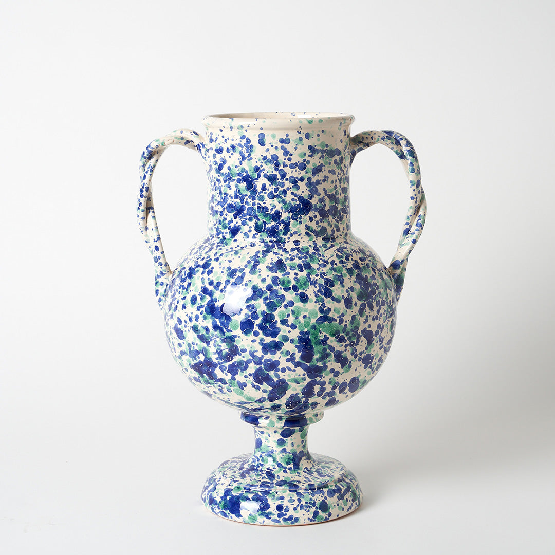 Large Splatterware Vase with twisted handles - 5 Colourways
