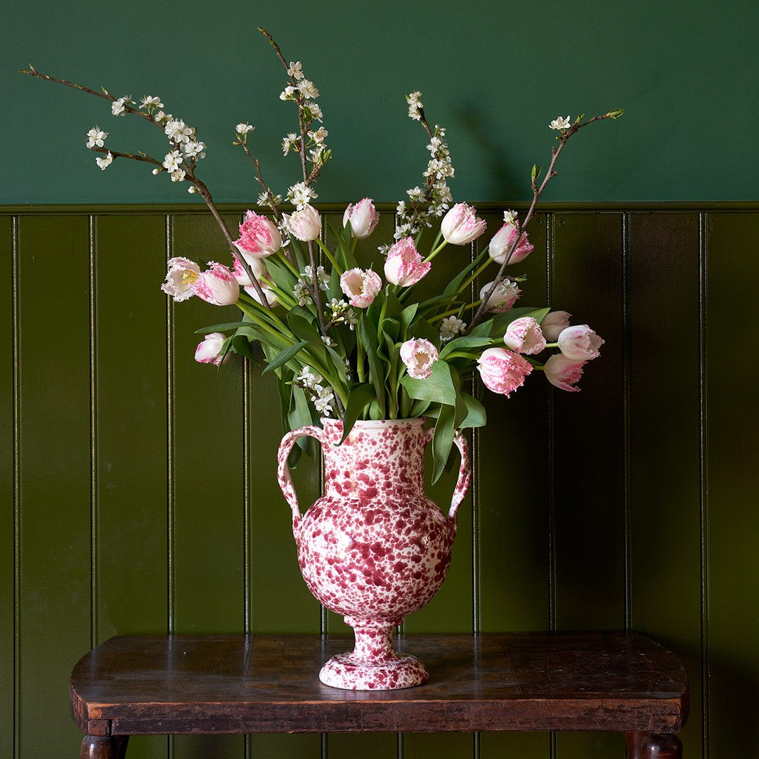 Large Splatterware Vase with twisted handles - 5 Colourways