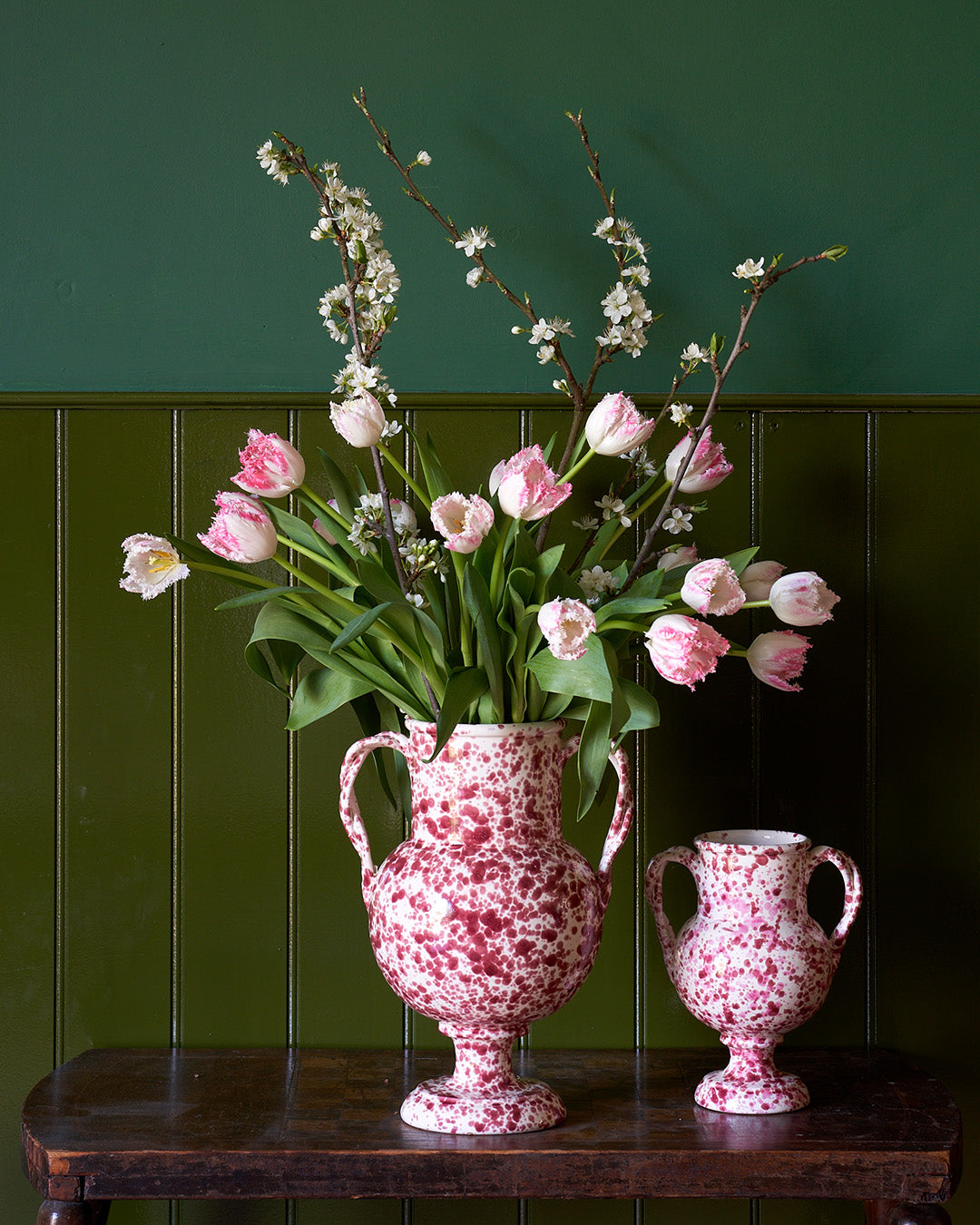 Large Splatterware Vase with twisted handles - 5 Colourways