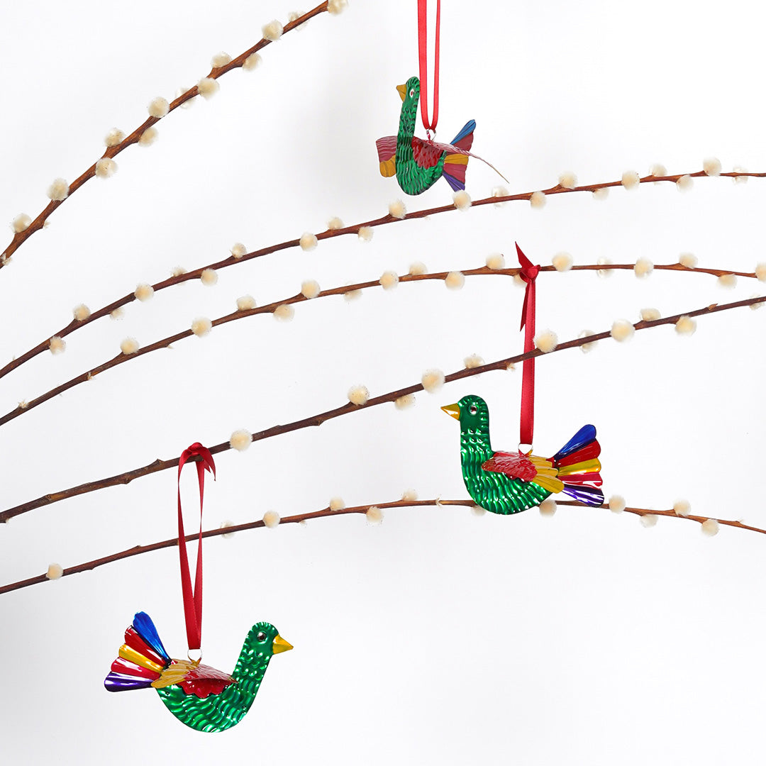 3D Tin Bird Decoration - White