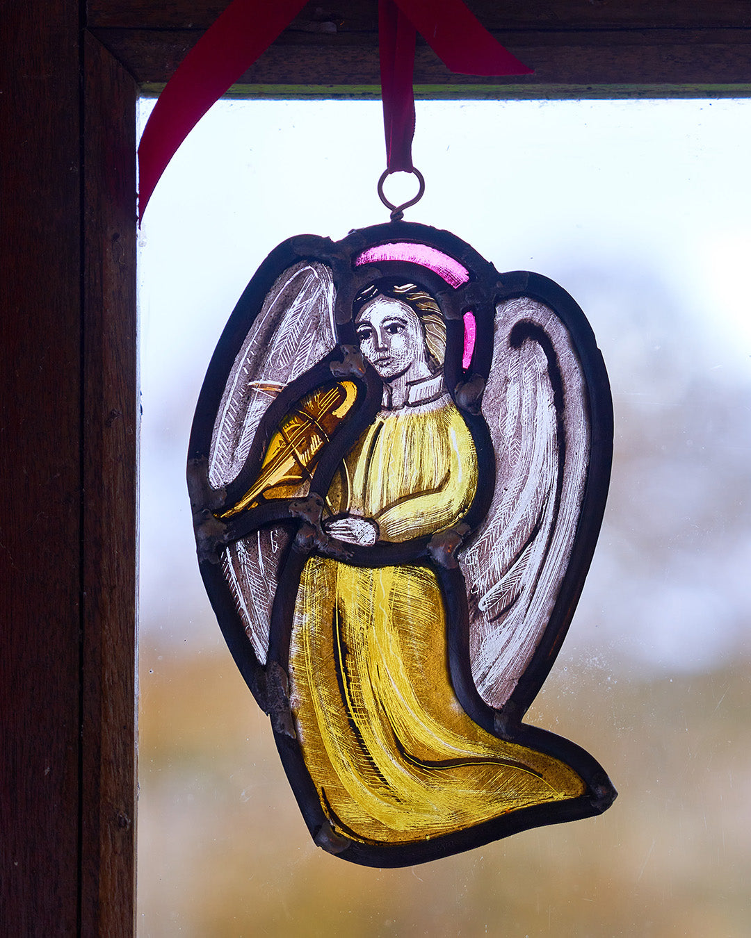 Stained Glass Angel with Viola