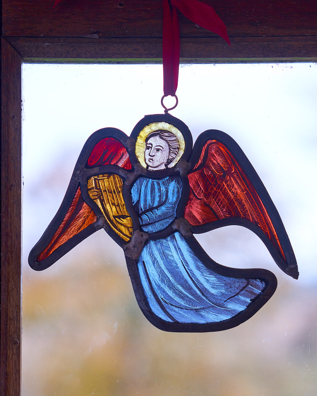 Stained Glass Angel with Harp