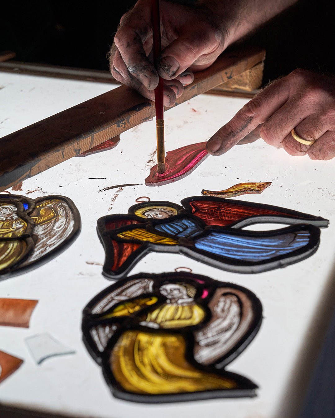 Stained Glass Angel with Drum