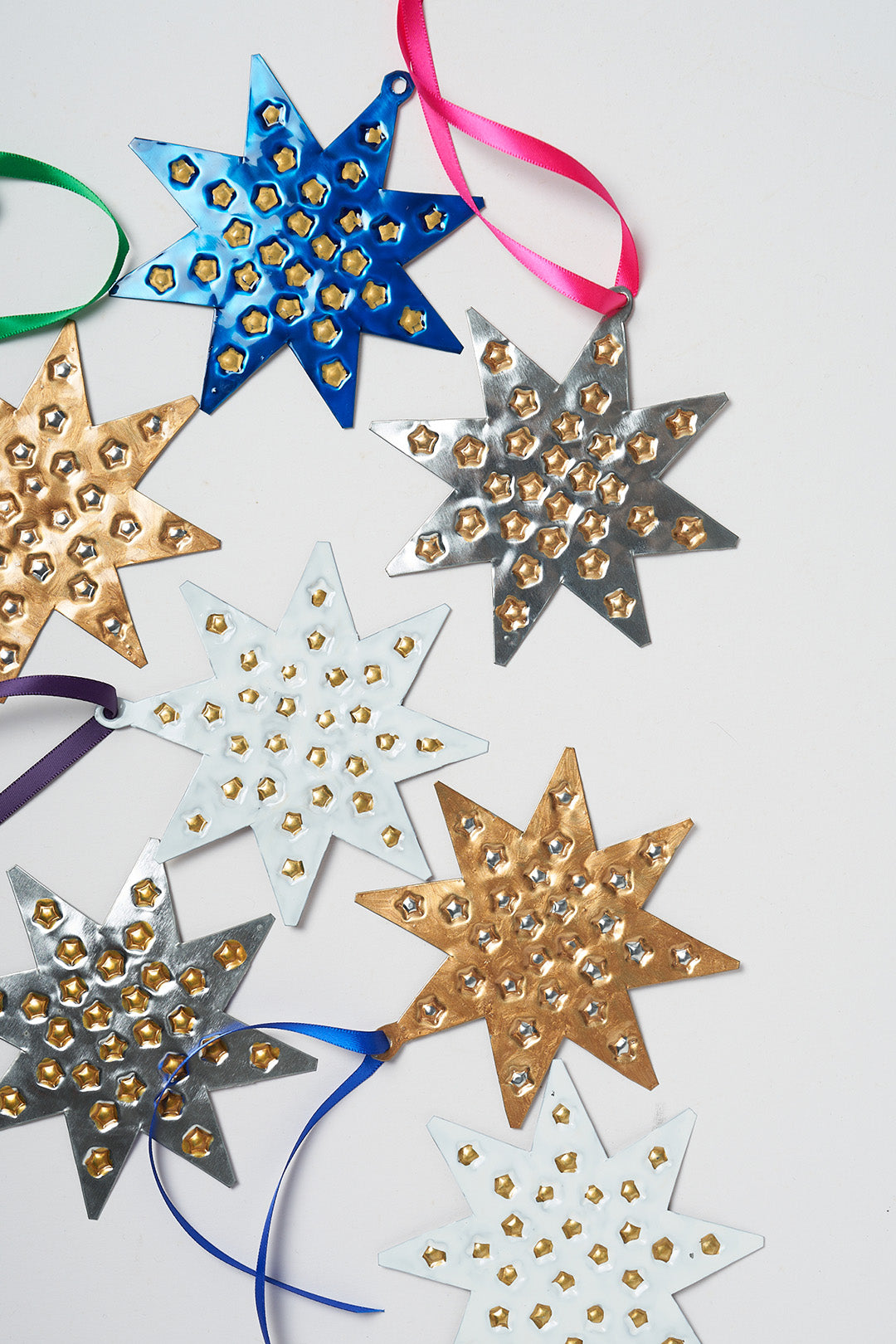 Handmade Tin Decoration - White & Gold Star