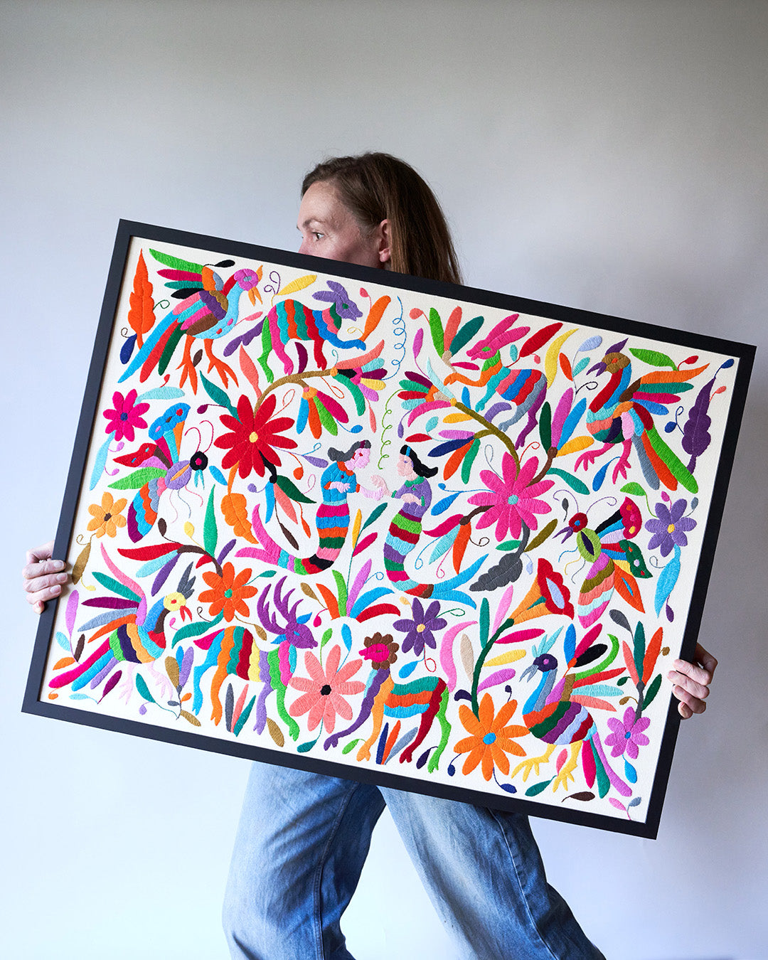 Multicoloured Otomi Artwork in a Black frame