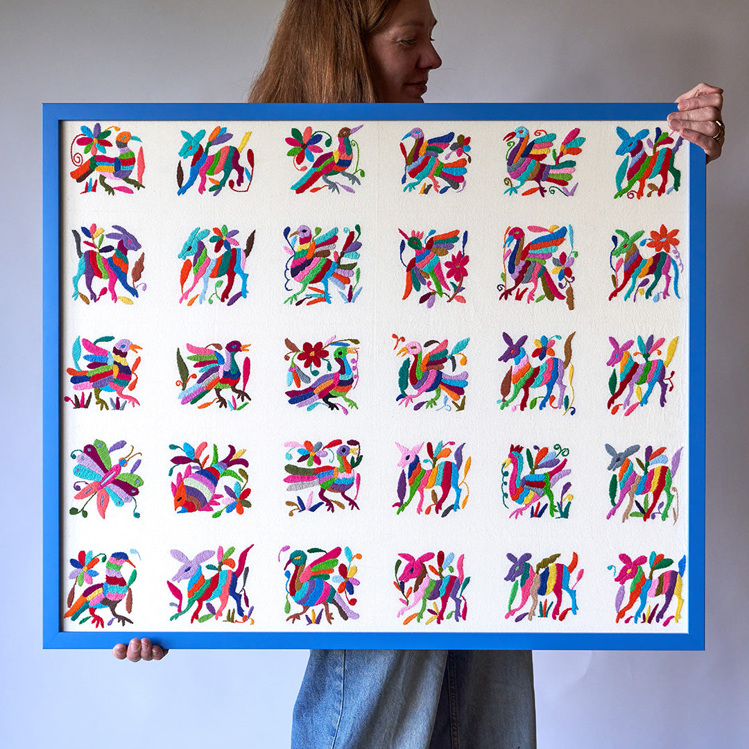 Multicoloured Otomi Artwork - Blue Frame