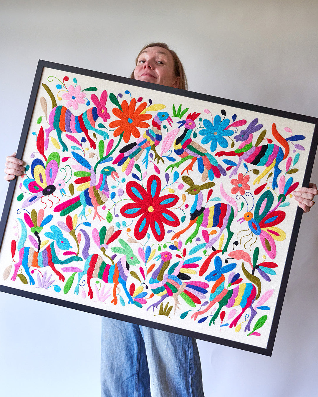 Multicoloured Otomi Artwork in a Black frame