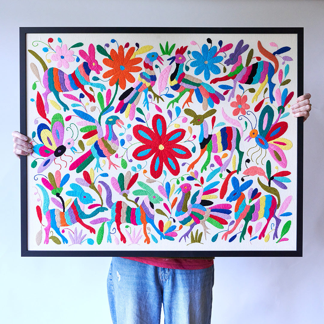 Multicoloured Otomi Artwork in a Black frame