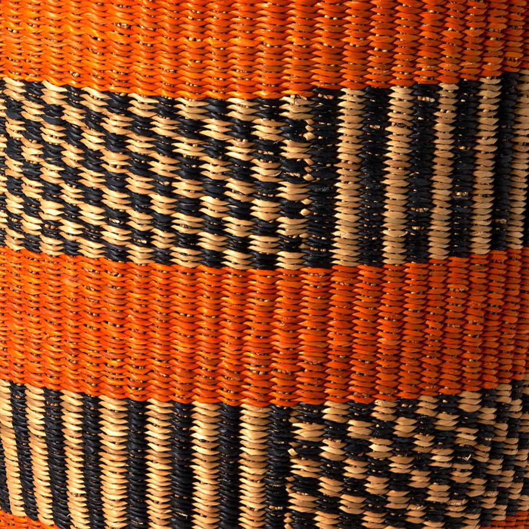 Waste Paper Basket - Orange, Navy and natural