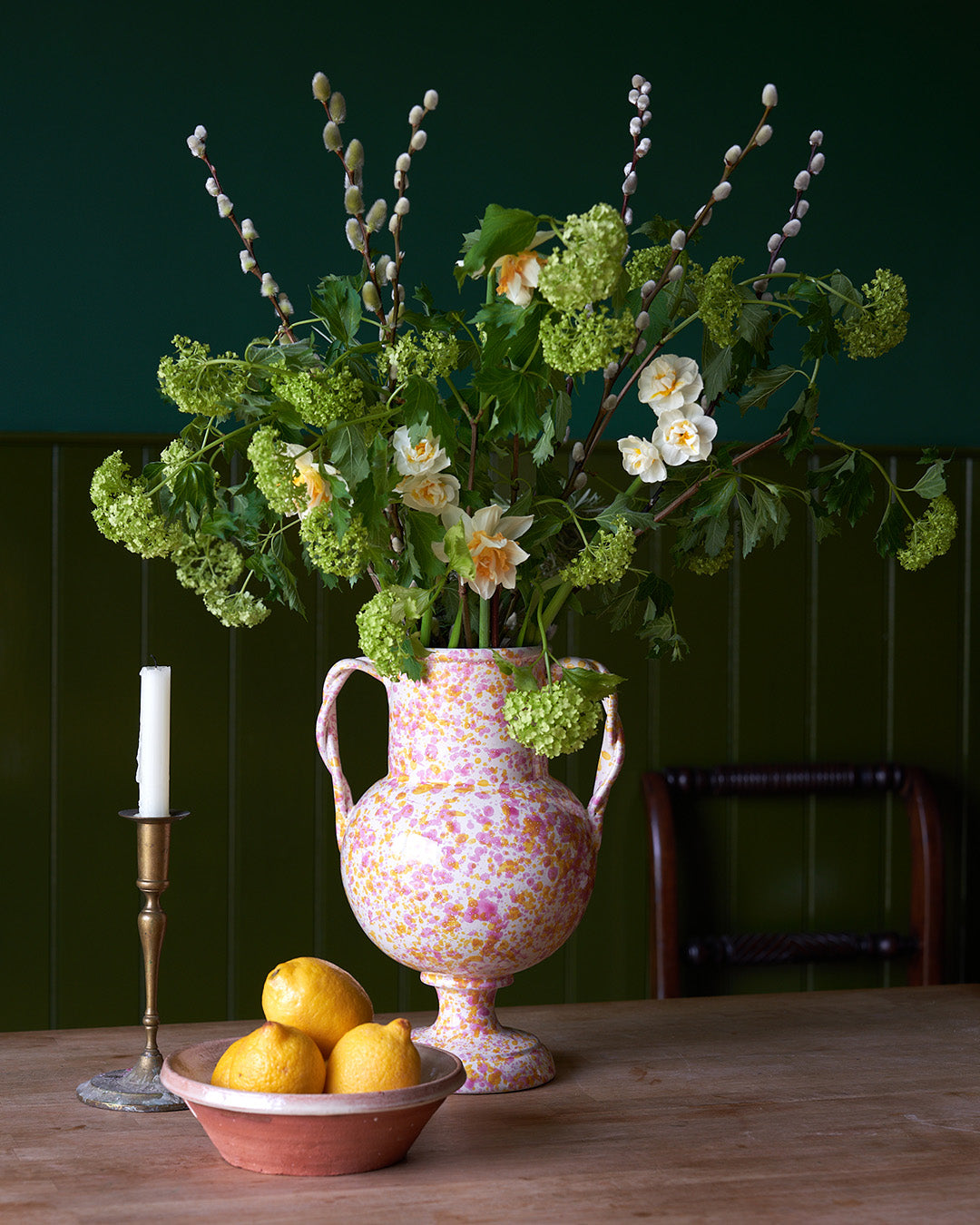 Large Splatterware Vase with twisted handles - 5 Colourways