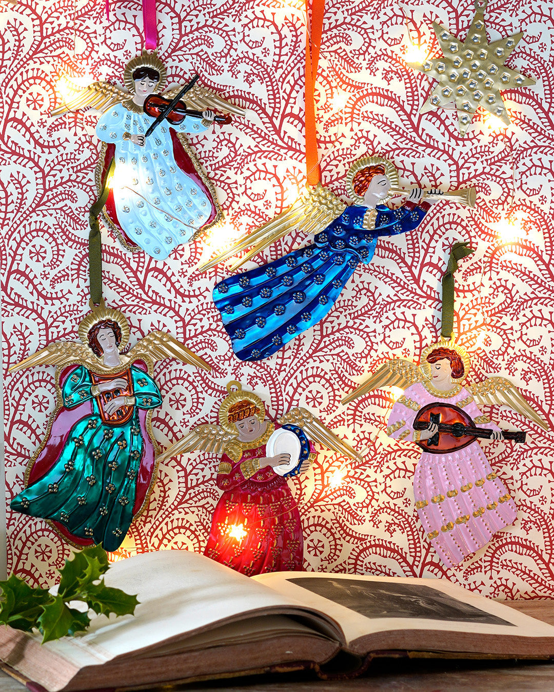 Viola Plalying Angel - Handmade Mexican Tin