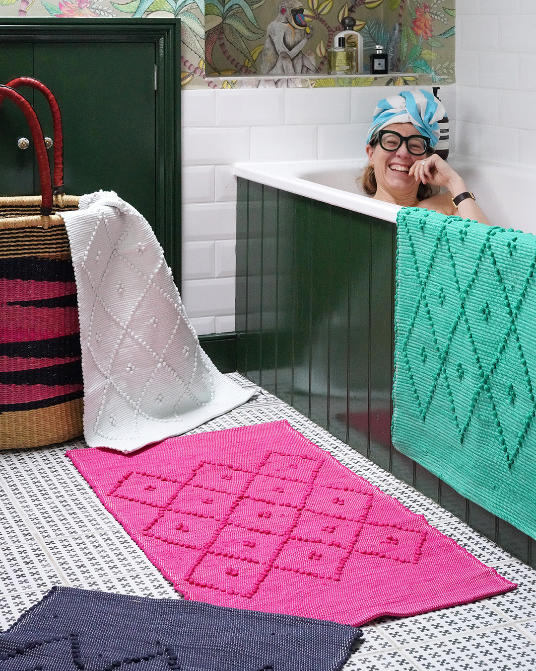 Cotton Bath Mat - Saffron Yellow, Standard Size