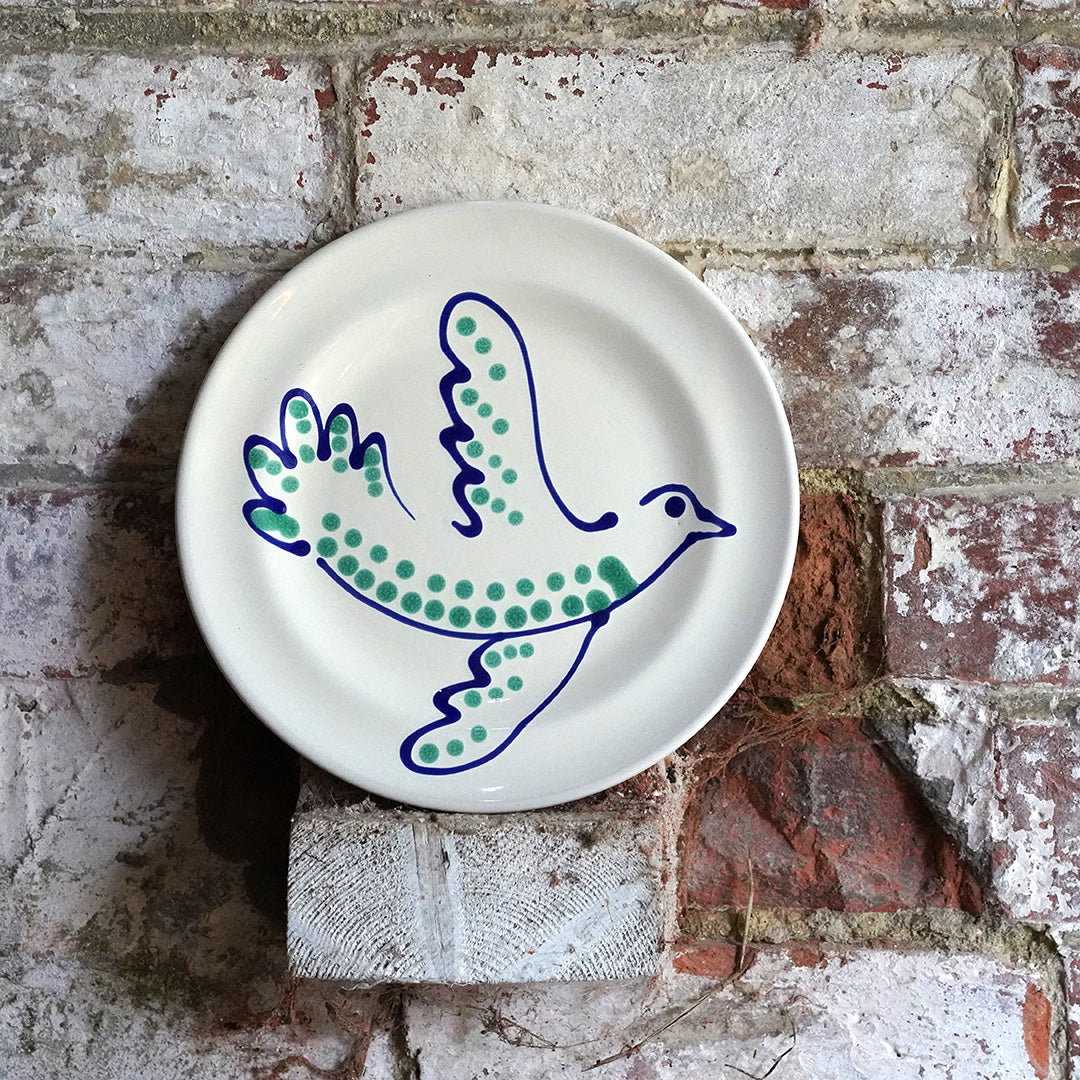 Paloma Small Plate, 23cm diameter - Blue and Green, Right
