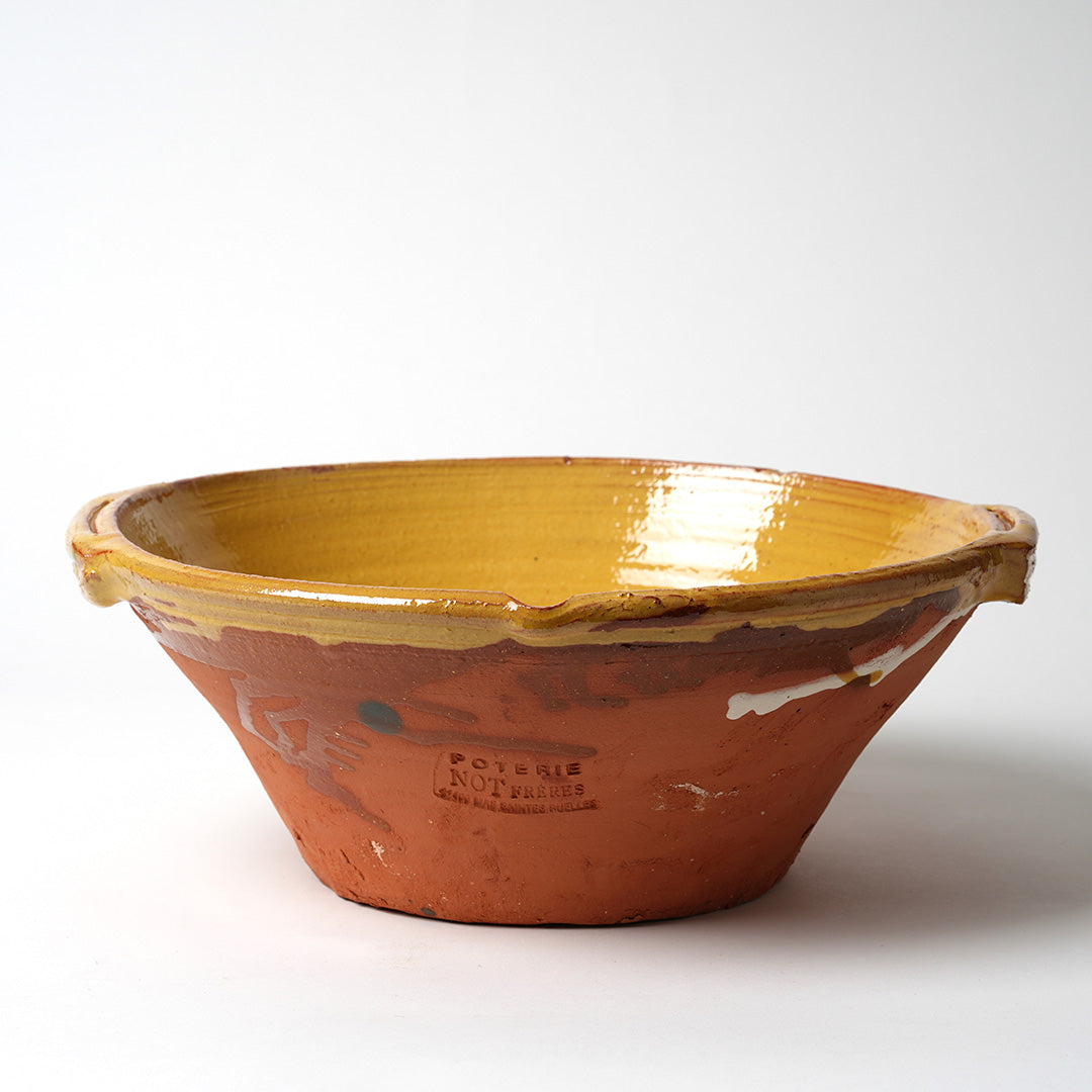 Rustic French Pottery Bowl with handles- Large - 3 Colours