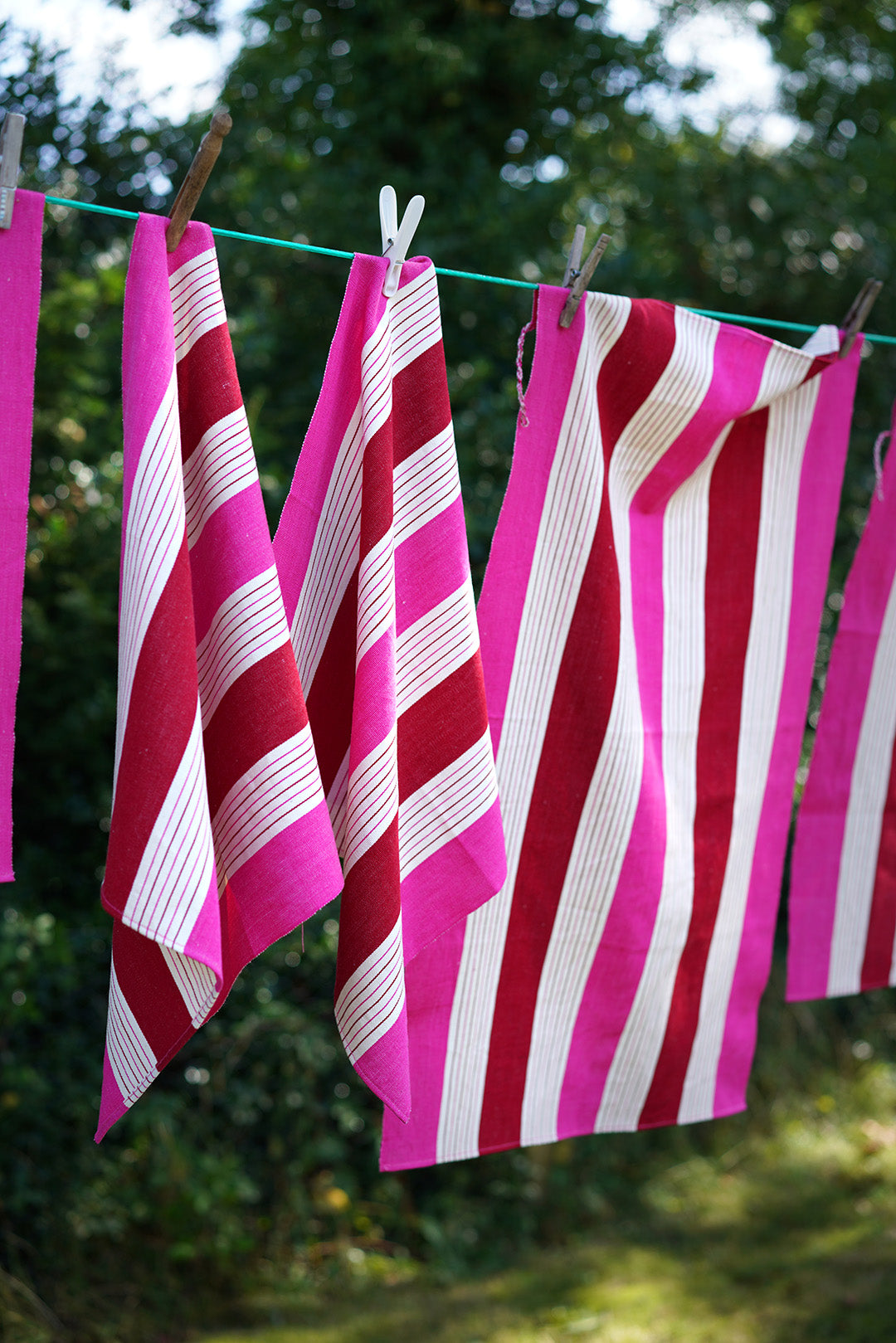 Hot Stripes Hand Towel - Red, Pink and Cream Stripes
