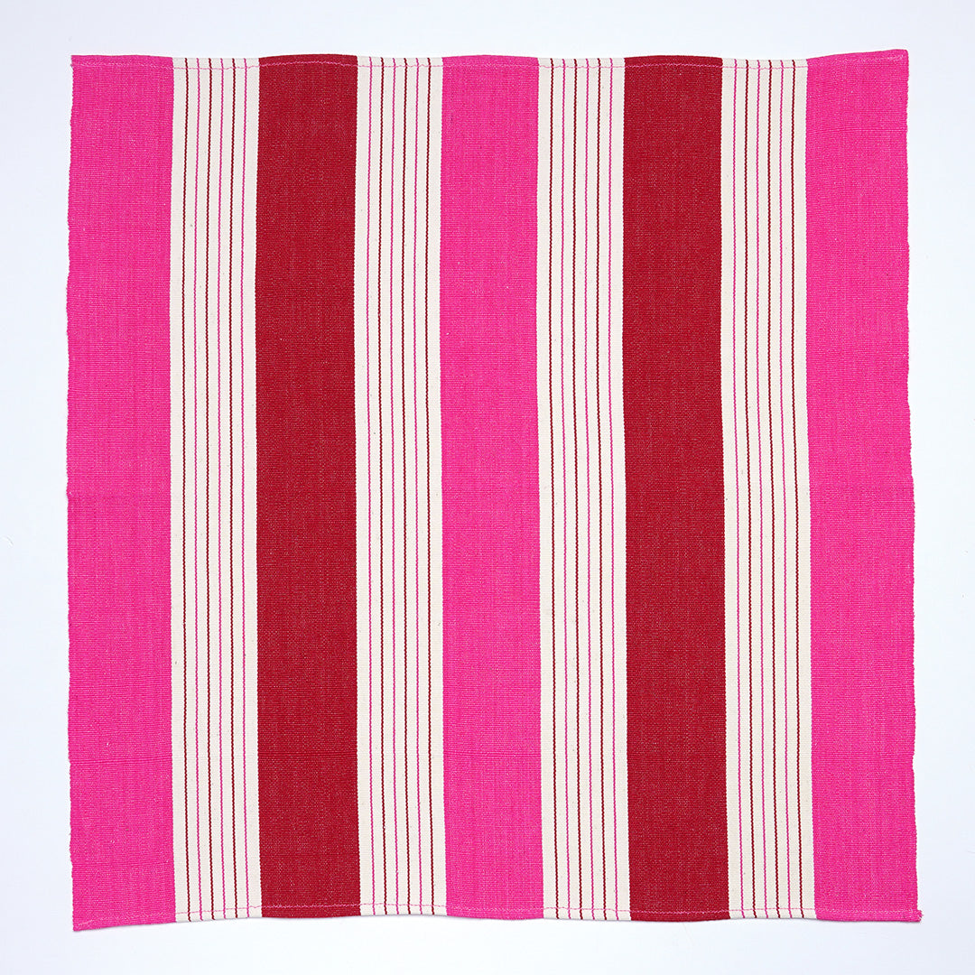 Hot Stripes Napkin - Red, Pink and Cream Stripes