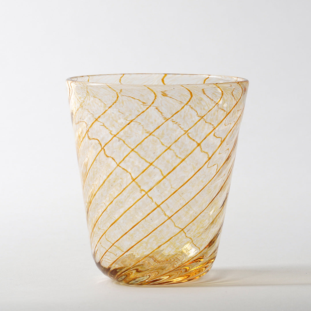 Handblown Amber Twist Glass Tumbler