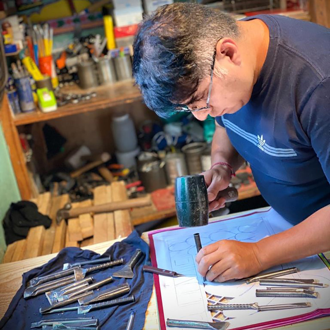 Amate Papercut Artwork with Marbled Mount - November