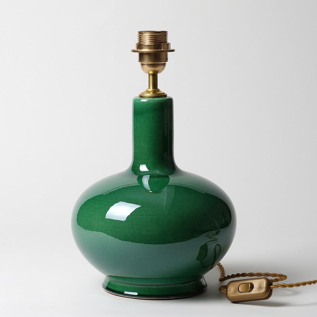 Small green ceramic table lamp