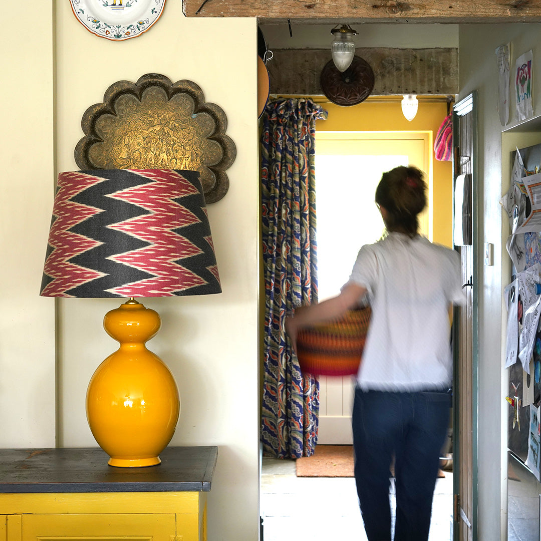 Ceramic Large Rounded Gourd Lamp - Saffron