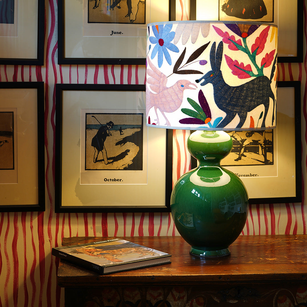 Multicoloured Otomi Table or Ceiling Lampshade - 46cm diameter