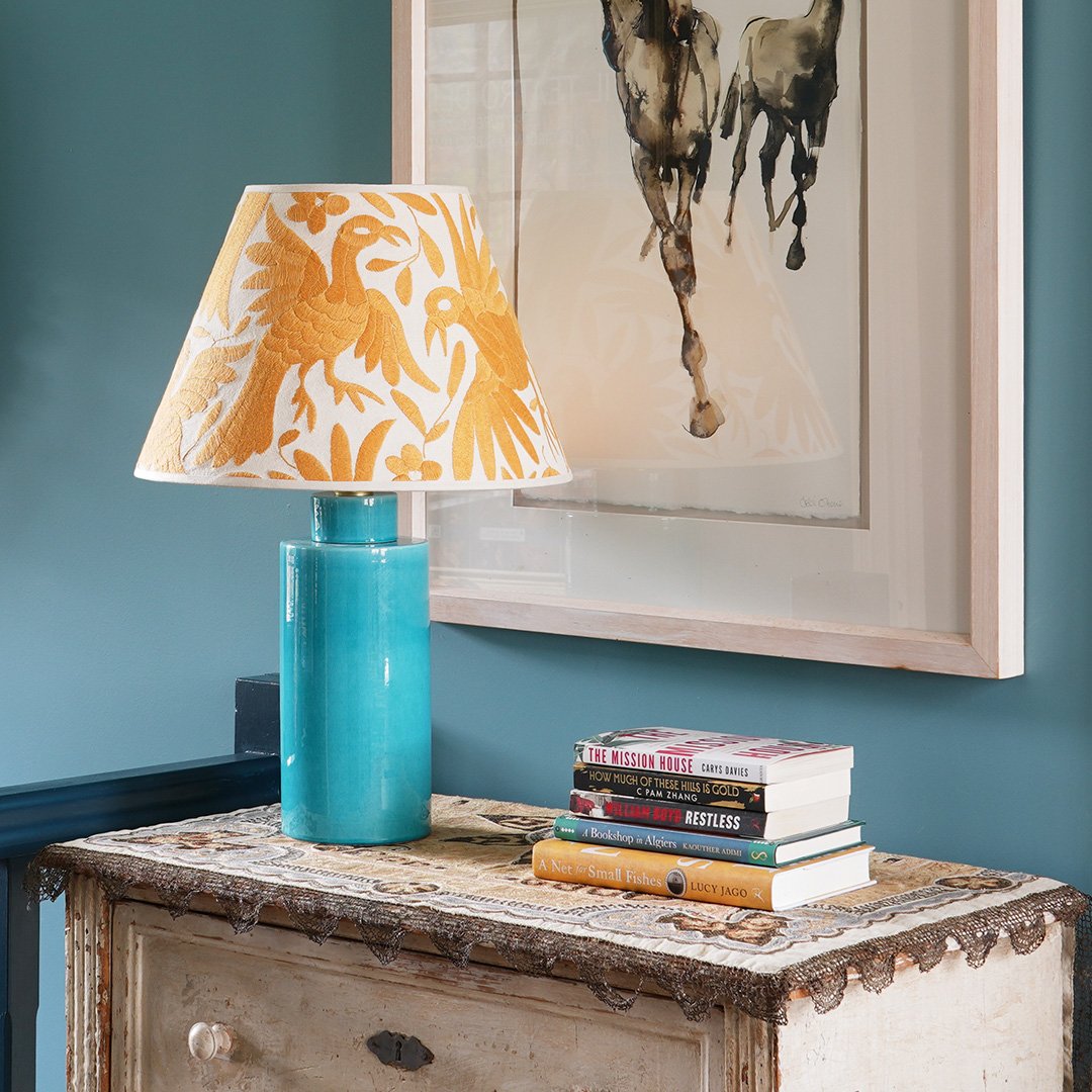 Ceramic Medium Column Lamp- Green