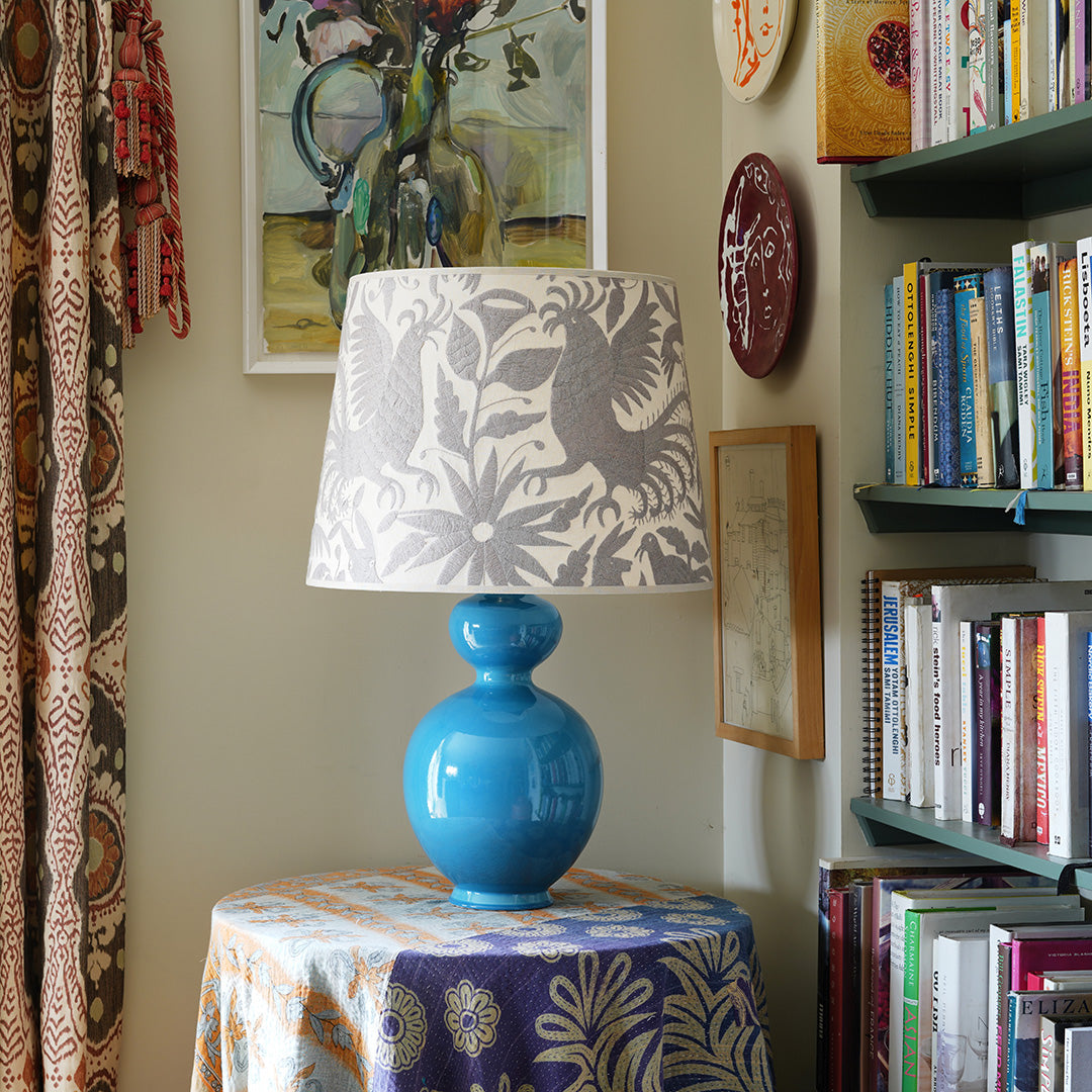 Ceramic Large Rounded Gourd Lamp - Ox Blood