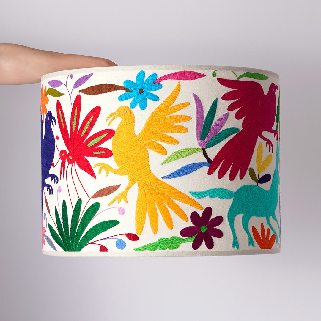 Multicoloured Otomi Table or Ceiling Lampshade - 46cm diameter