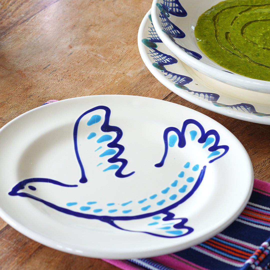 Paloma Small Plate, 23cm diameter - Blue and Turquoise, Right