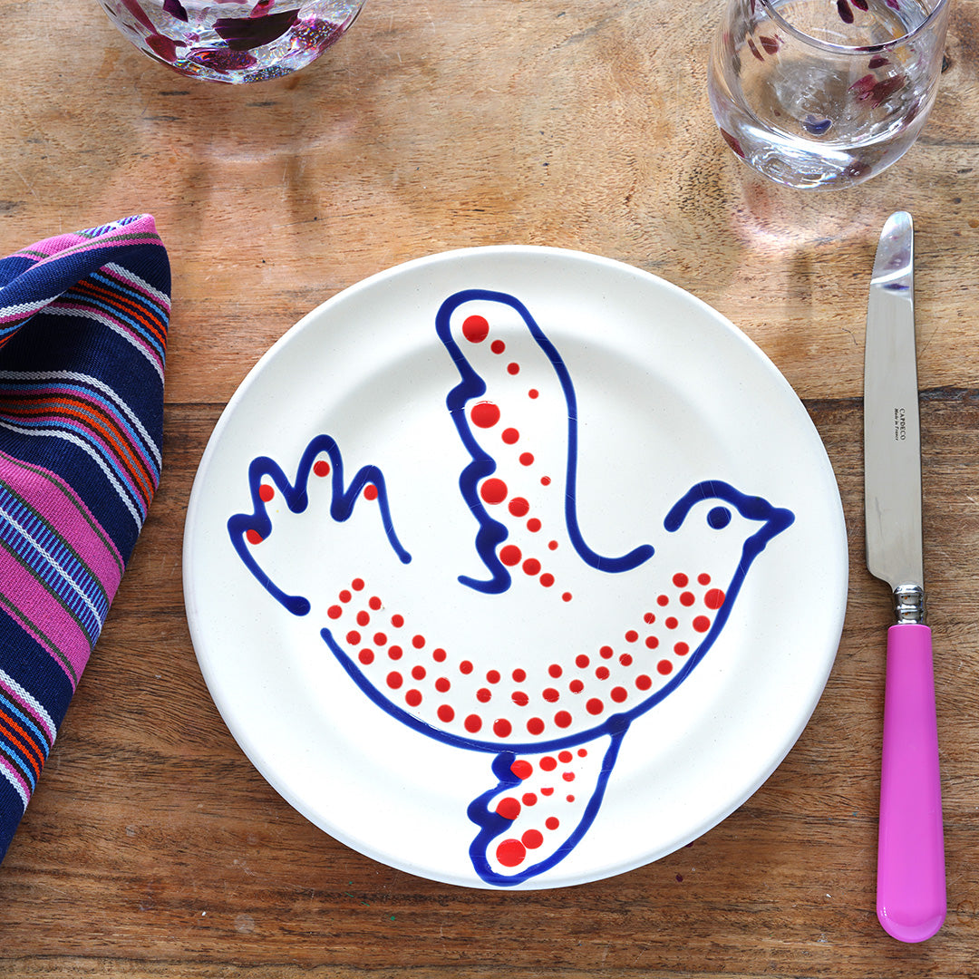 Paloma Small Plate, 23cm diameter - Blue and Turquoise, Right