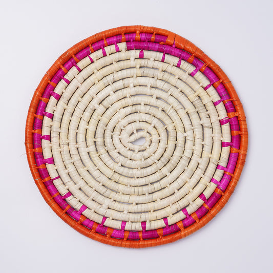 Orange/Pink/Natural Large Mexican Grass Mat