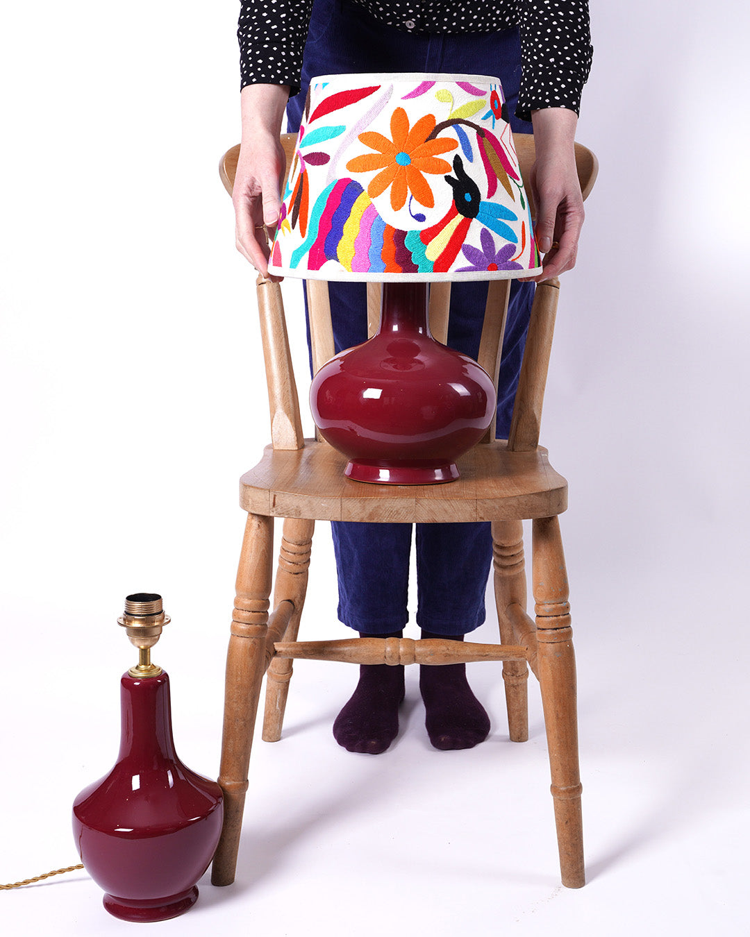 Ceramic Small Vase Table Lamp- Ox Blood