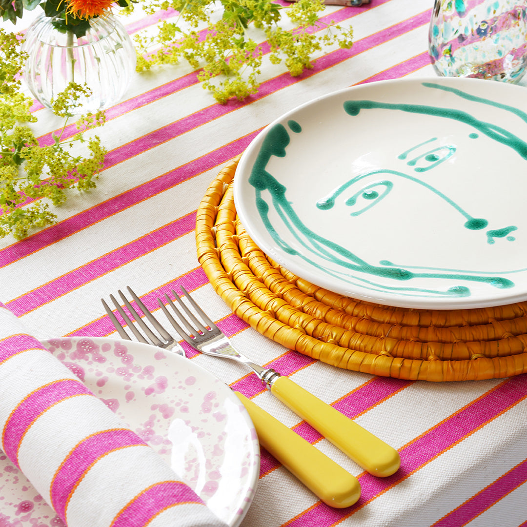 Pink/Natural Large Mexican Grass Placemat