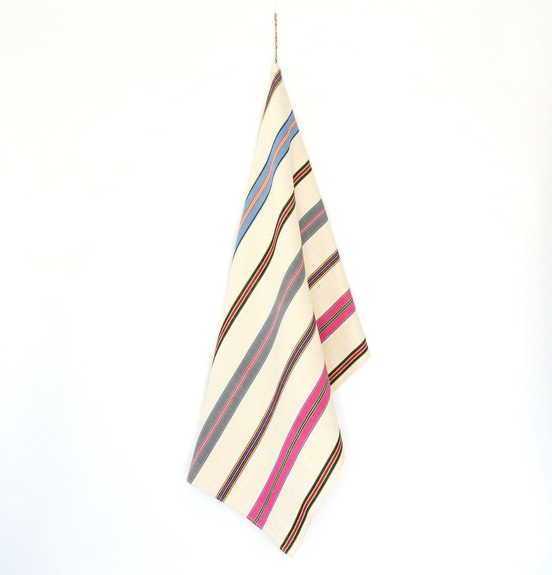 Elvia Hand Woven Hand Towel - Cream with Stripes
