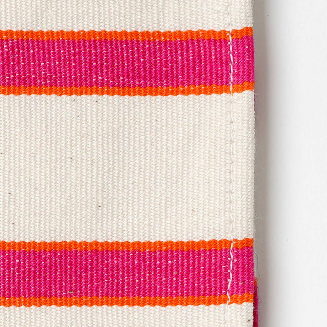 Sunset Stripe Hand Woven Napkin - Cream with Pink & Orange Stripe