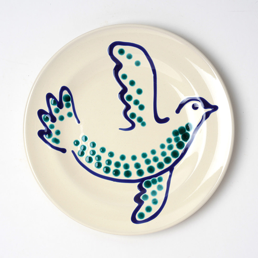 Paloma Small Plate, 23cm diameter - Blue and Green, Right