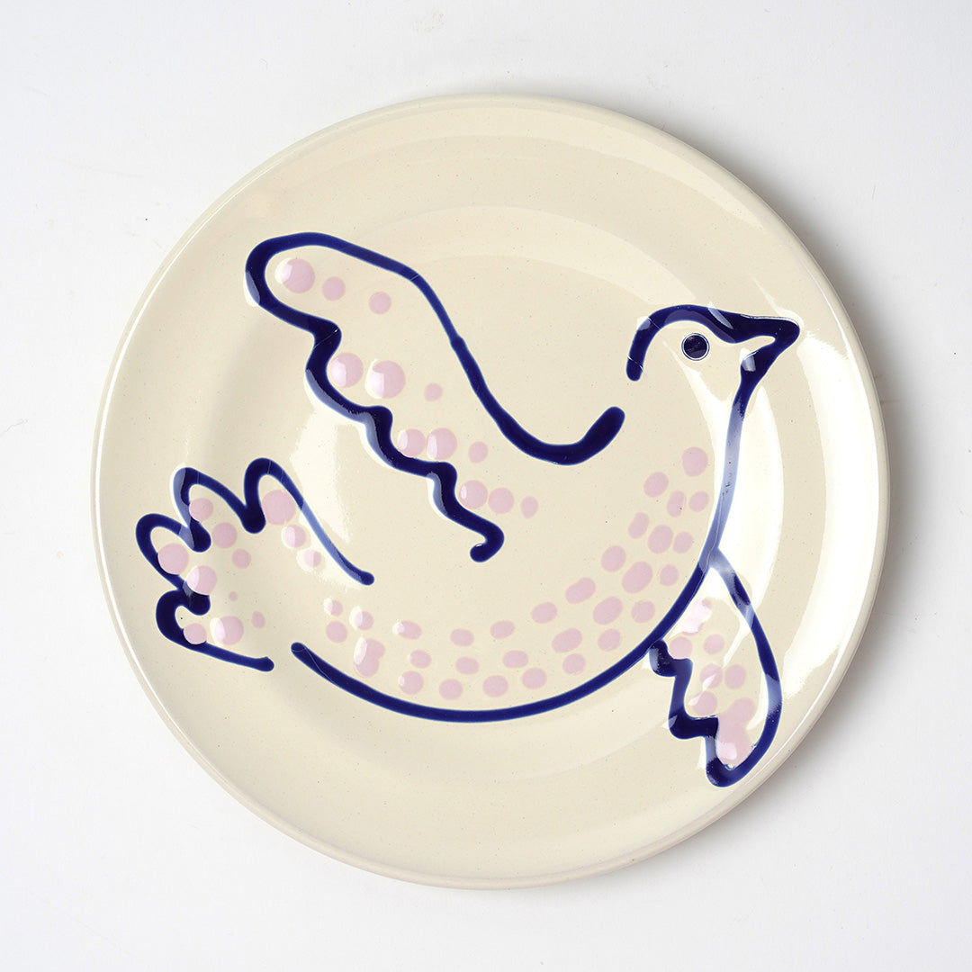 Paloma Small Plate, 23cm diameter - Blue and Pink, Right