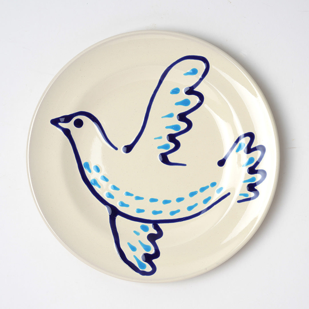 Paloma Small Plate, 23cm diameter - Blue and Turquoise, Left