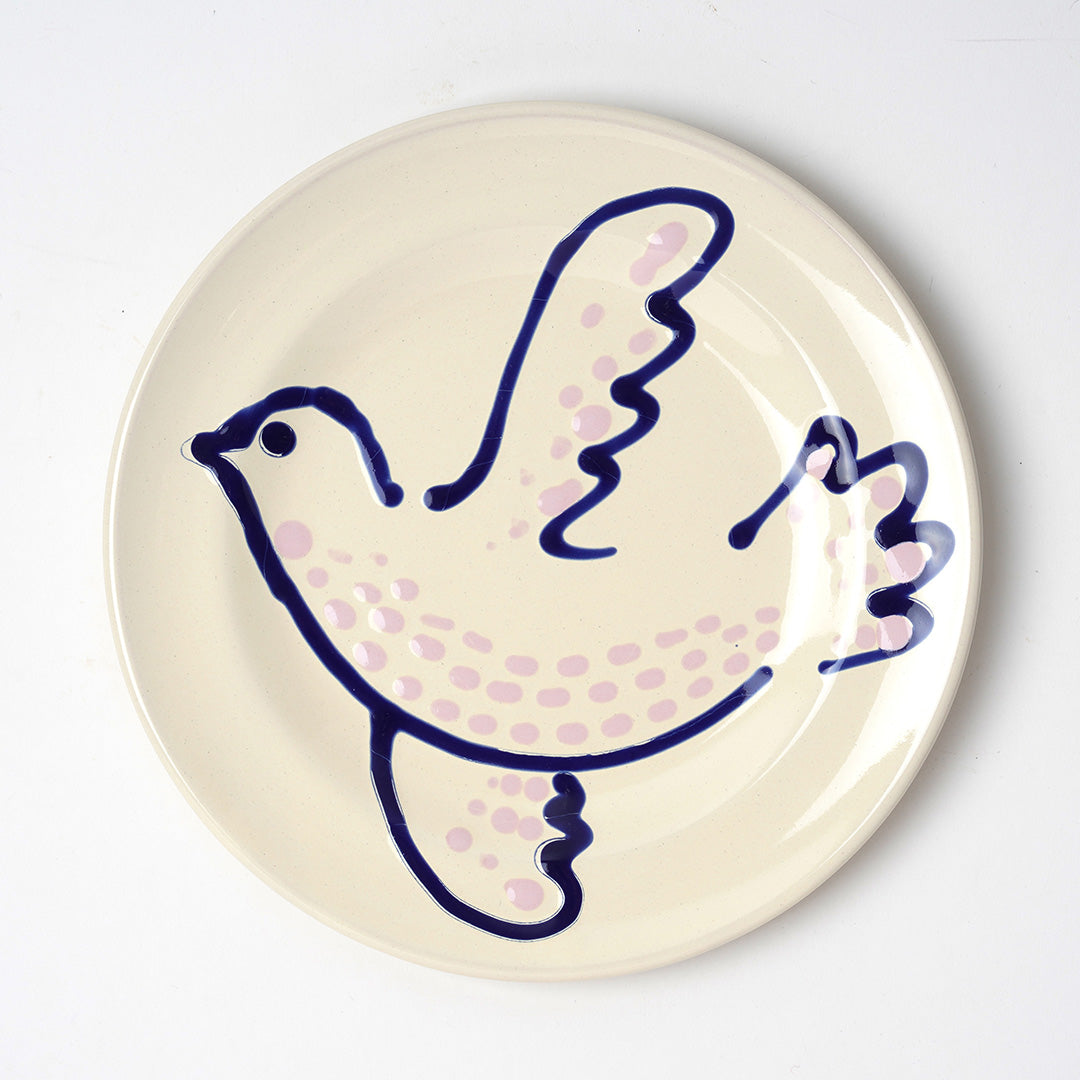 Paloma Small Plate, 23cm diameter - Blue and Pink, Left