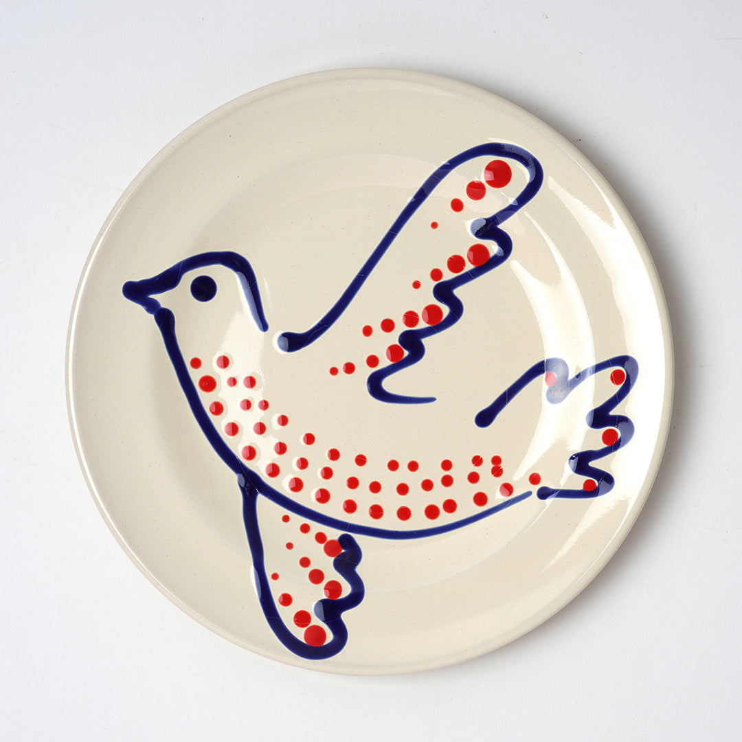 Paloma Small Plate, 23cm diameter - Blue and Red, Left