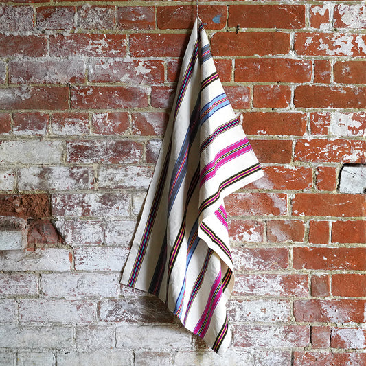 Elvia Hand Woven Hand Towel - Cream with Stripes