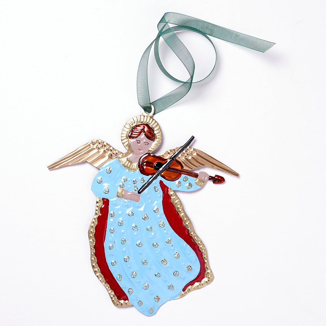 Viola Plalying Angel - Handmade Mexican Tin