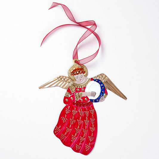 Drum Plalying Angel - Handmade Mexican Tin