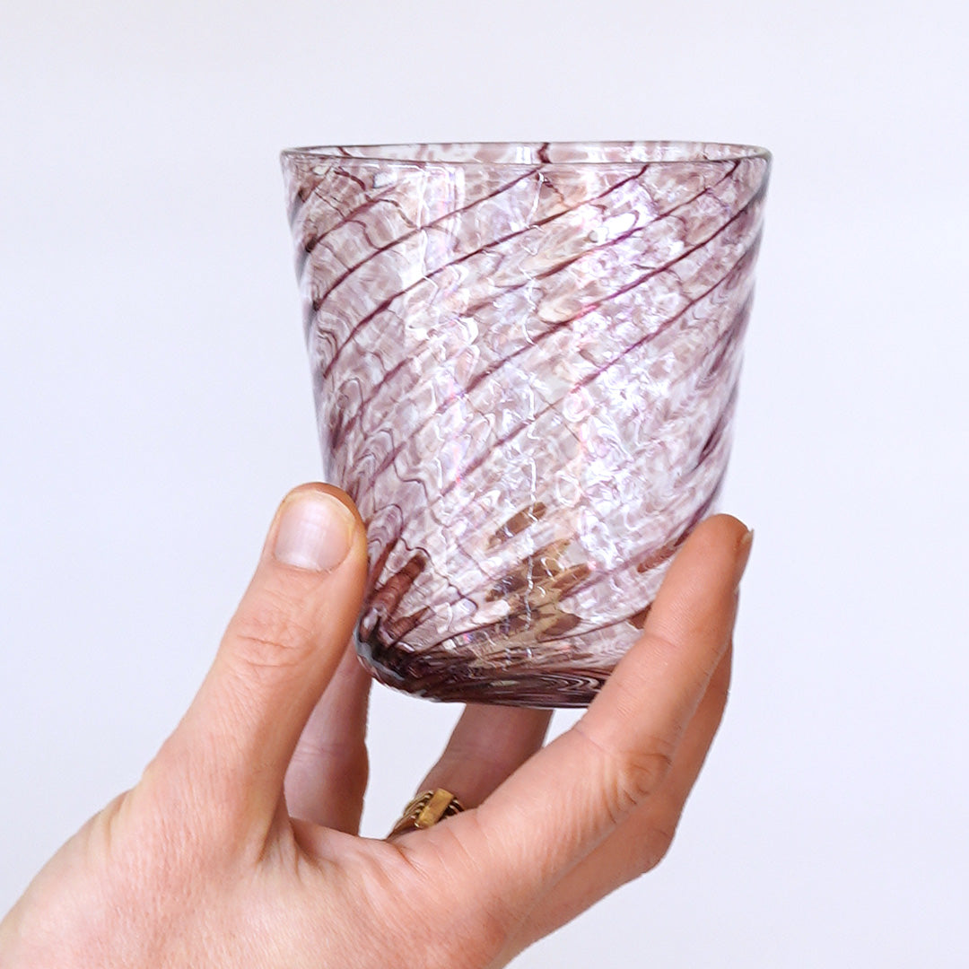 Handblown Burgundy Twist Glass Tumbler