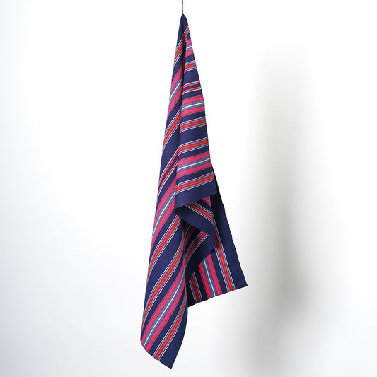 Navy Blue Stripes Hand Towel - Blue, Pink & Cream