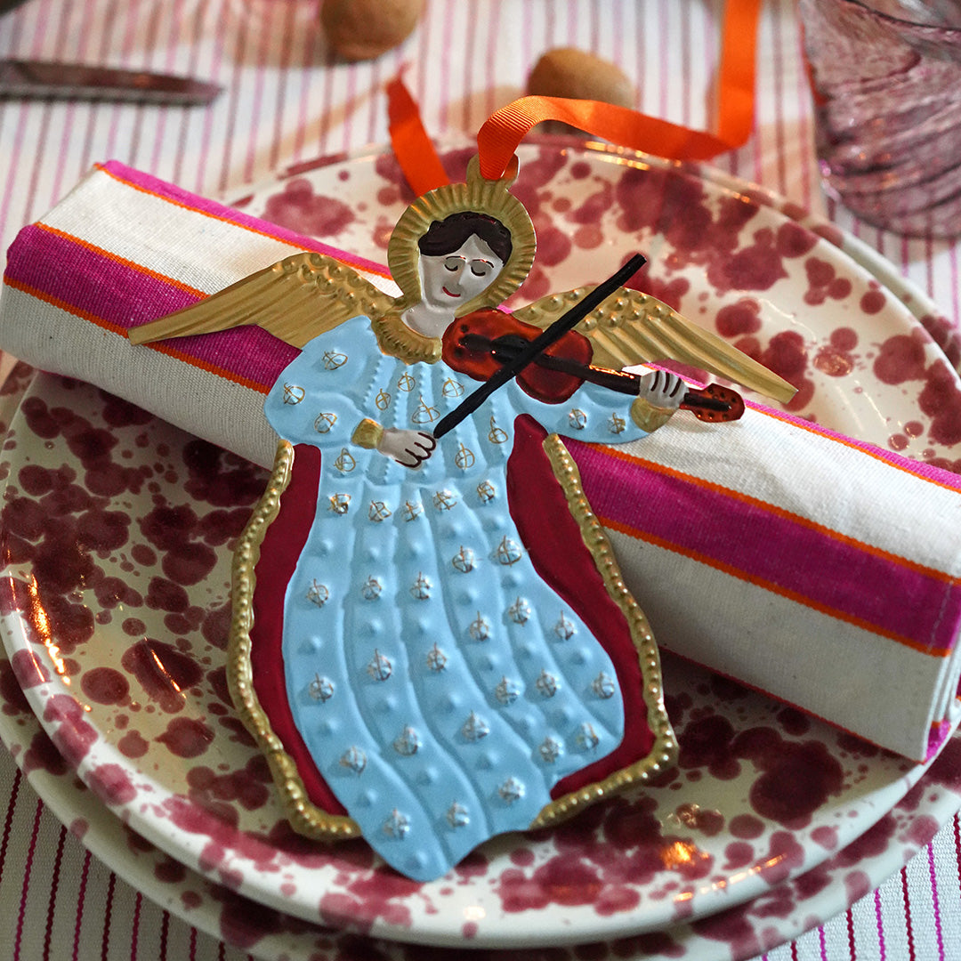 Viola Plalying Angel - Handmade Mexican Tin