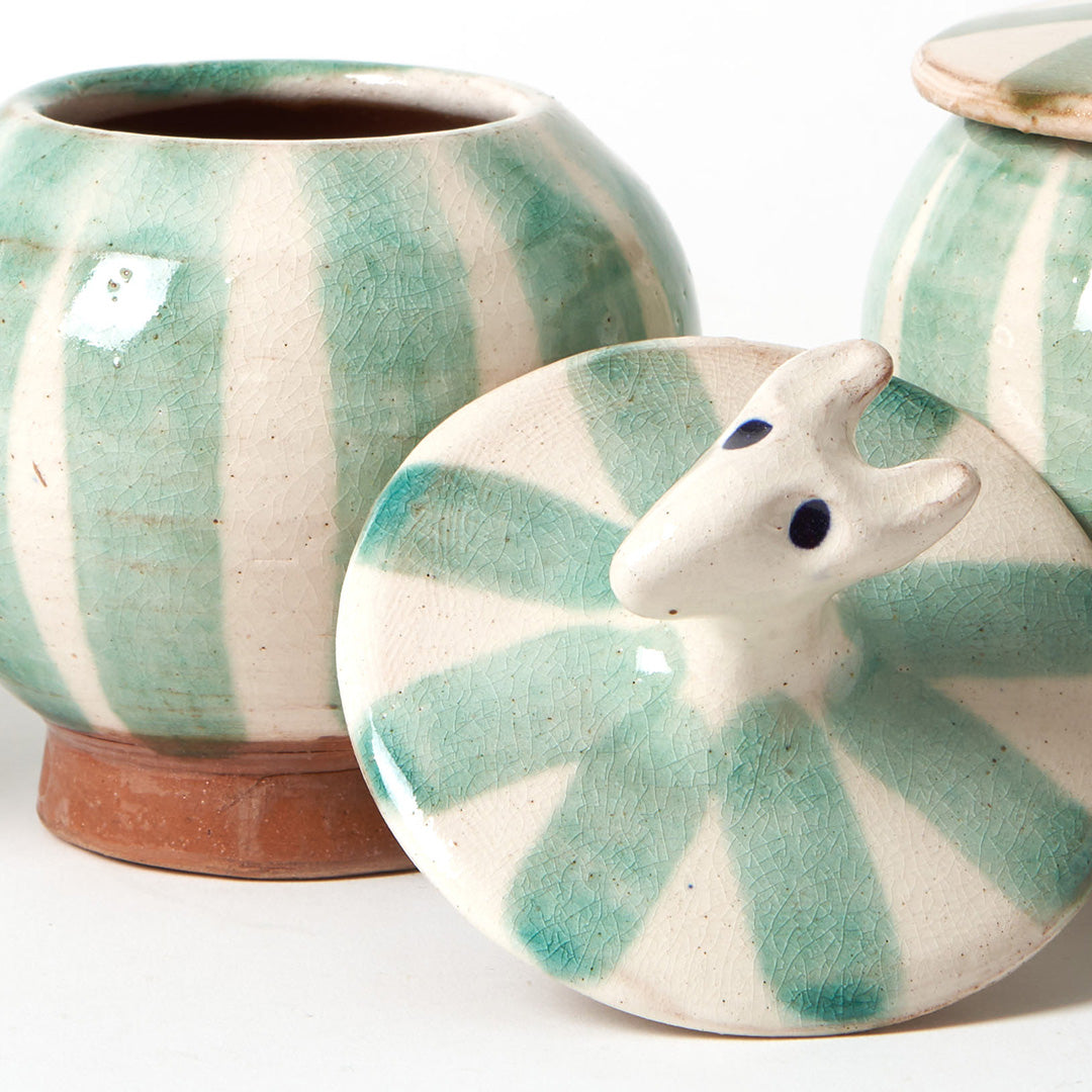 Green Circus Goat Pot- Egyptian ceramics